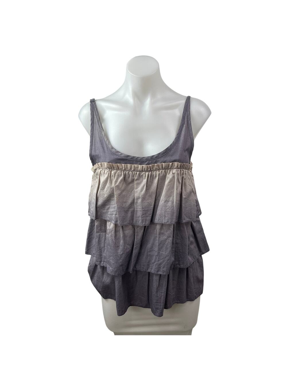 Marc by Marc Jacobs Women's Gray Ombre Ruffle Tiered Tank Cami Blouse Top Size S